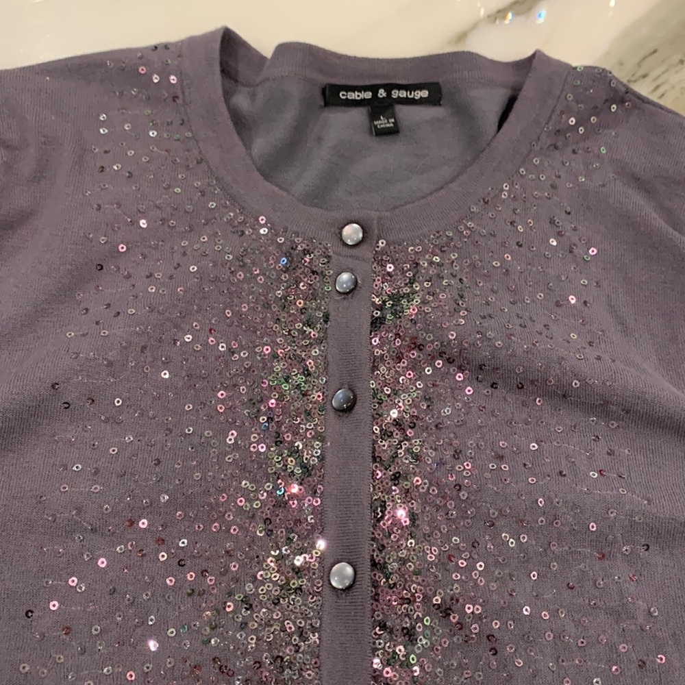 Beautiful Gray Iridescent Sequin Gray Cardigan,L